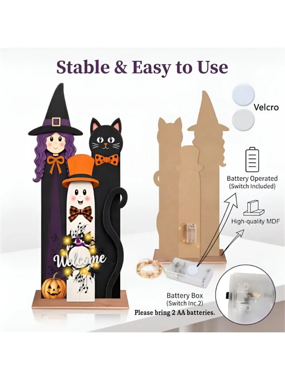 Halloween Welcome Sign with LED Lights, 36